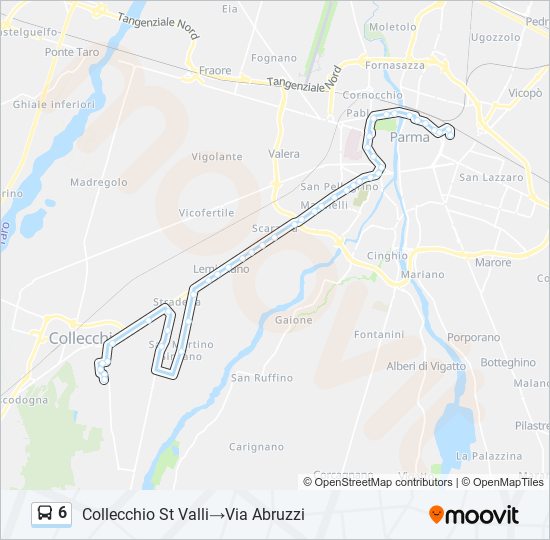 Percorso linea bus 6