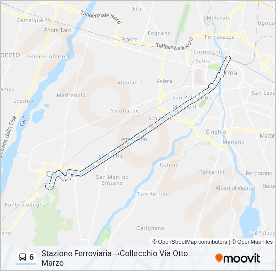 Percorso linea bus 6