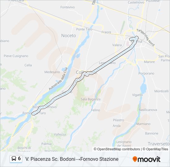 Percorso linea bus 6