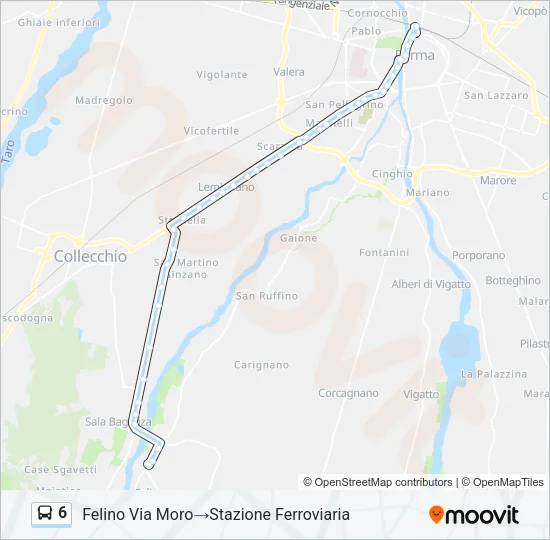 Percorso linea bus 6