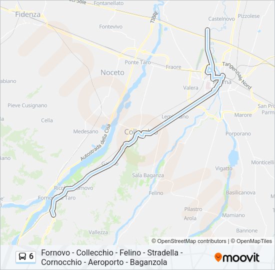 Percorso linea bus 6