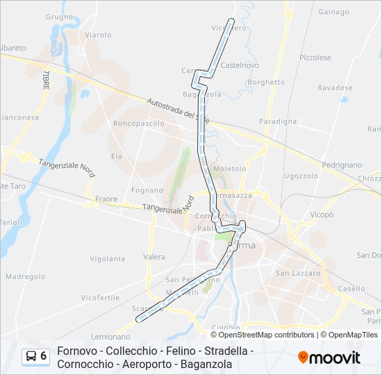 Percorso linea bus 6