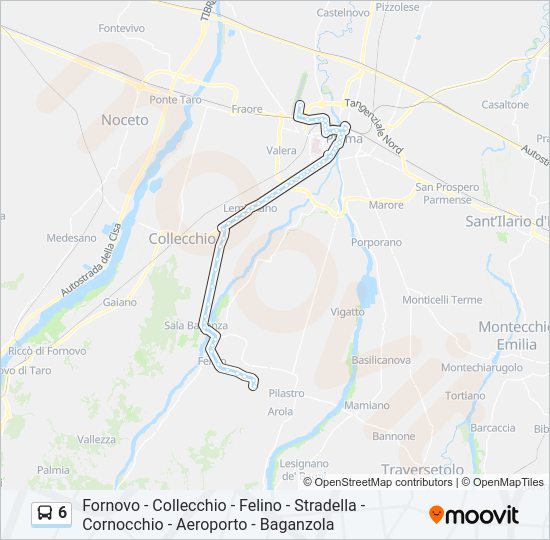Percorso linea bus 6