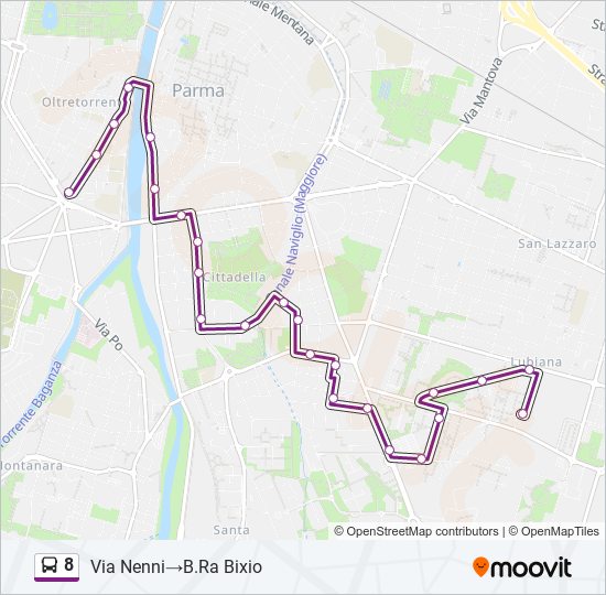 Percorso linea bus 8