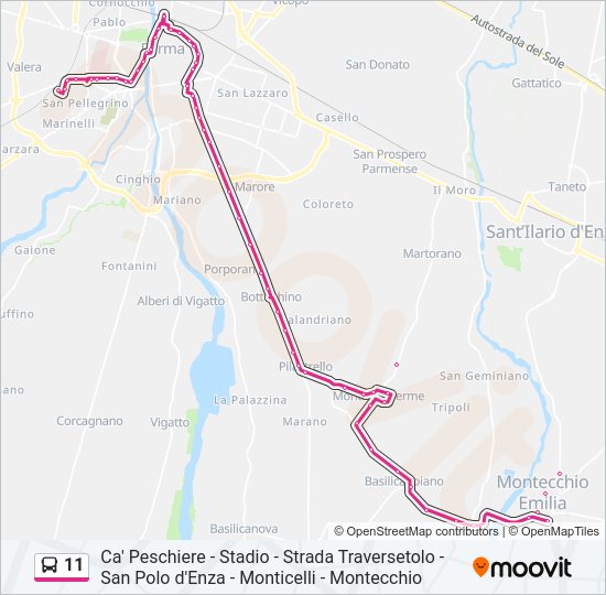 Percorso linea bus 11