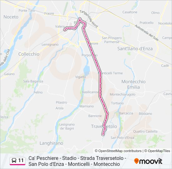 Percorso linea bus 11