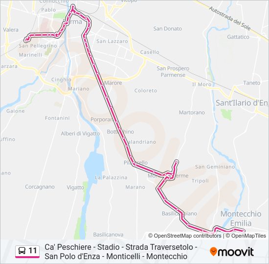 Percorso linea bus 11