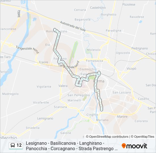 Percorso linea bus 12
