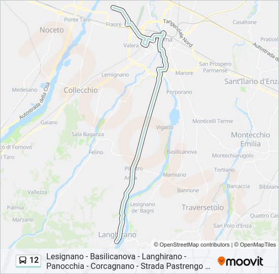 Percorso linea bus 12