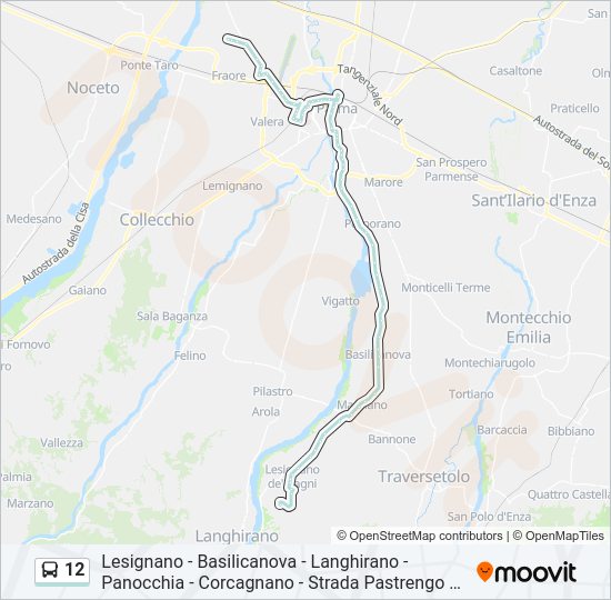 Percorso linea bus 12