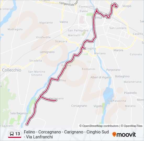Percorso linea bus 13