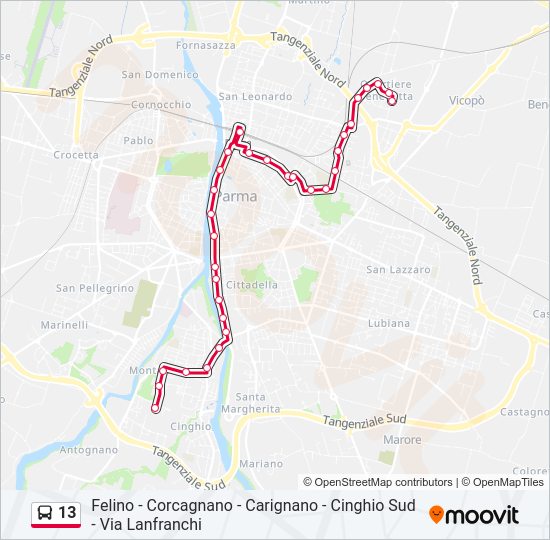 Percorso linea bus 13