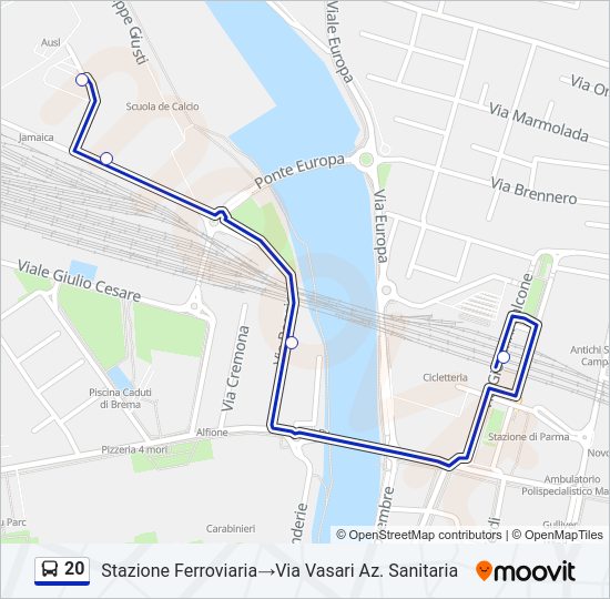 Percorso linea bus 20