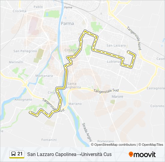 21 bus Line Map