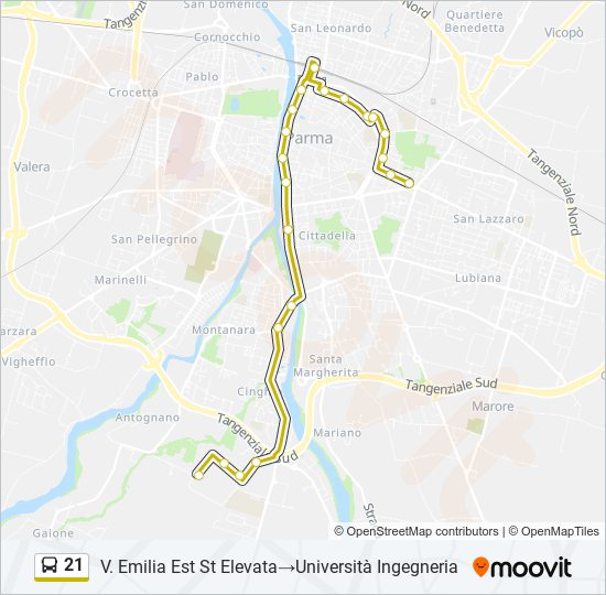 21 bus Line Map