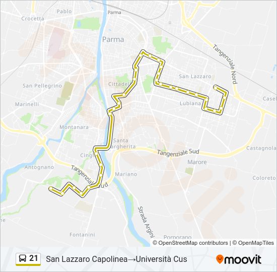 Percorso linea bus 21