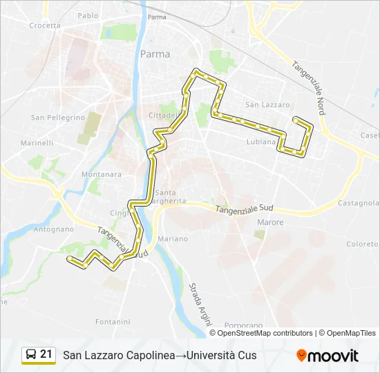 Percorso linea bus 21