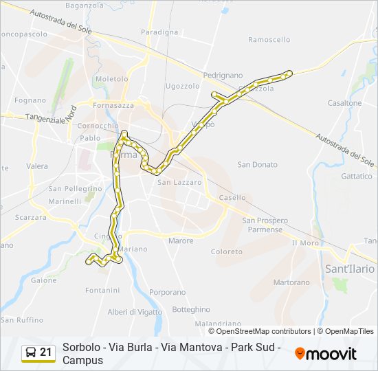 21 bus Line Map