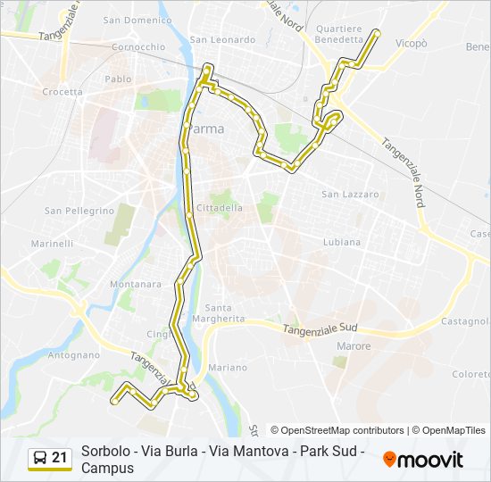 21 bus Line Map