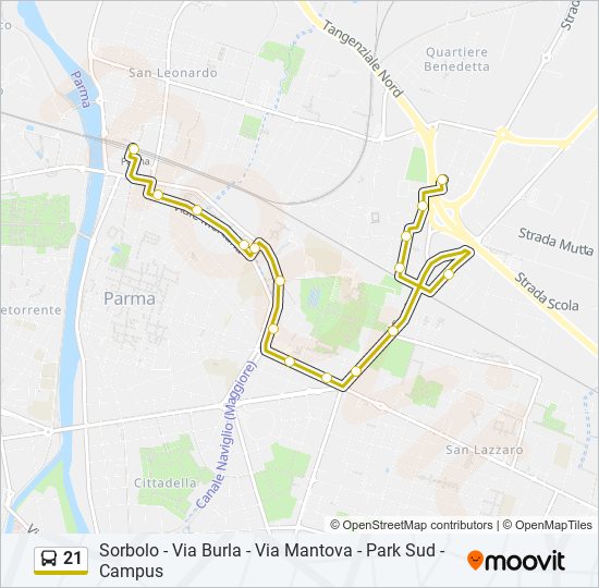 Percorso linea bus 21