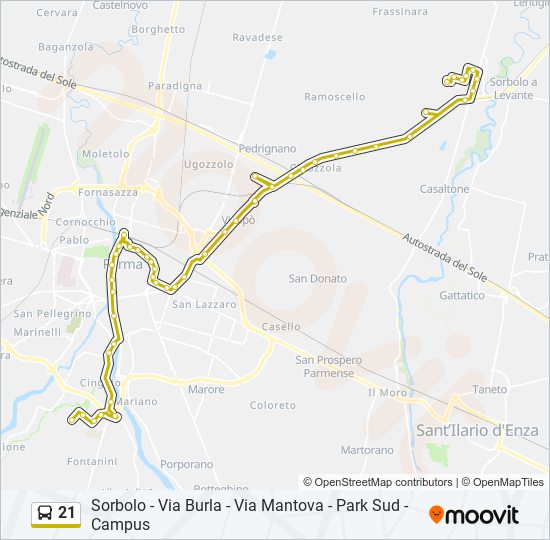 Percorso linea bus 21