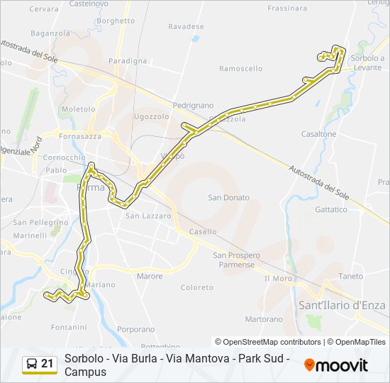 21 bus Line Map