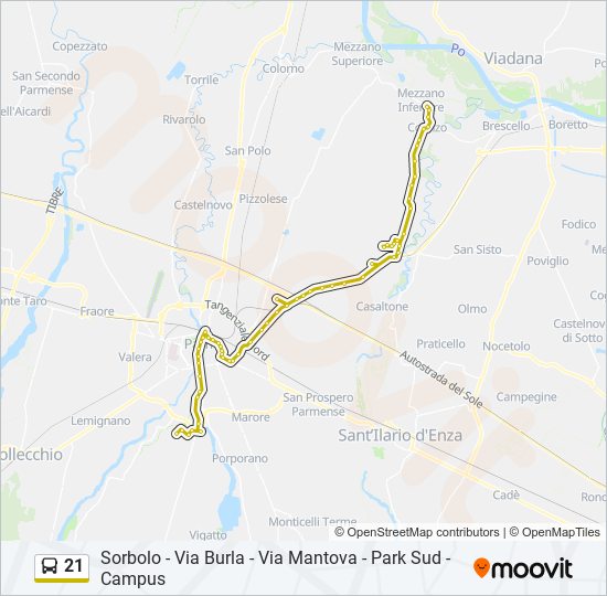 21 bus Line Map