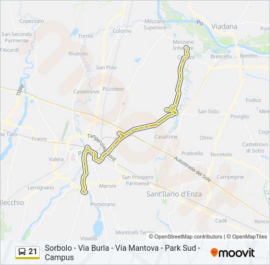 Percorso linea bus 21