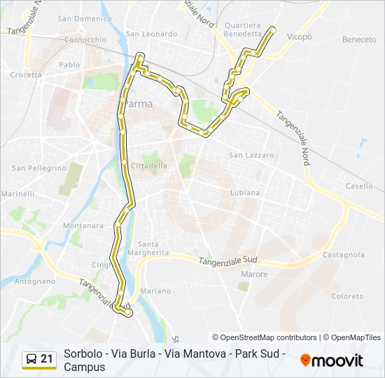Percorso linea bus 21