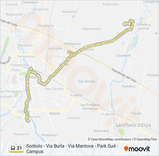 Percorso linea bus 21