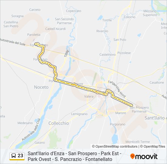 Percorso linea bus 23