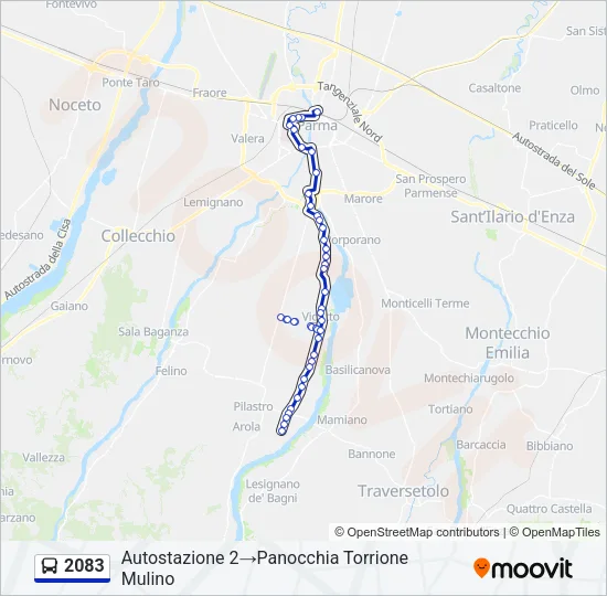 Percorso linea bus 2083