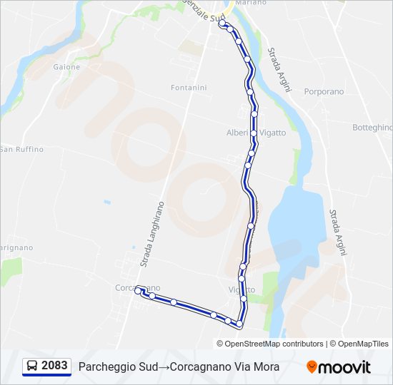 Percorso linea bus 2083