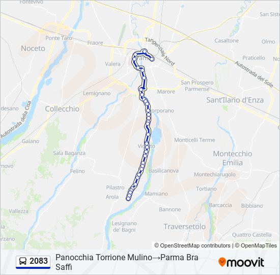 Percorso linea bus 2083