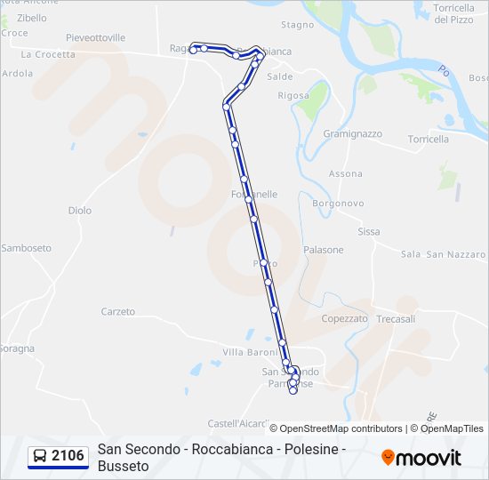 Percorso linea bus 2106