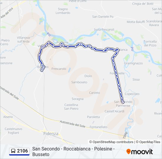 Percorso linea bus 2106