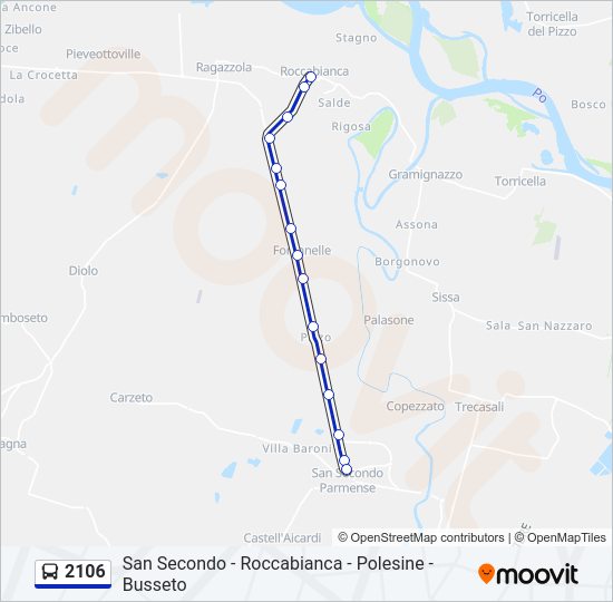 Percorso linea bus 2106