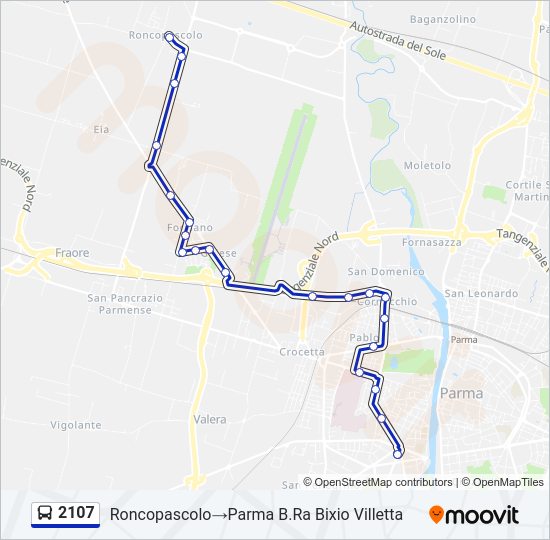 Percorso linea bus 2107
