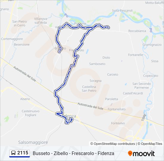 Percorso linea bus 2115