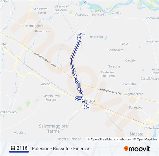 Percorso linea bus 2116