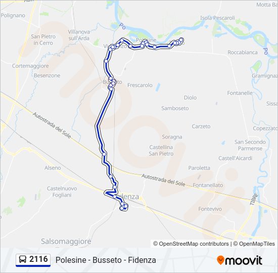 Percorso linea bus 2116