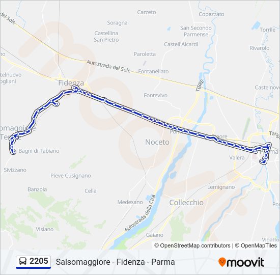Percorso linea bus 2205