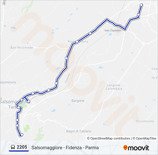 Percorso linea bus 2205