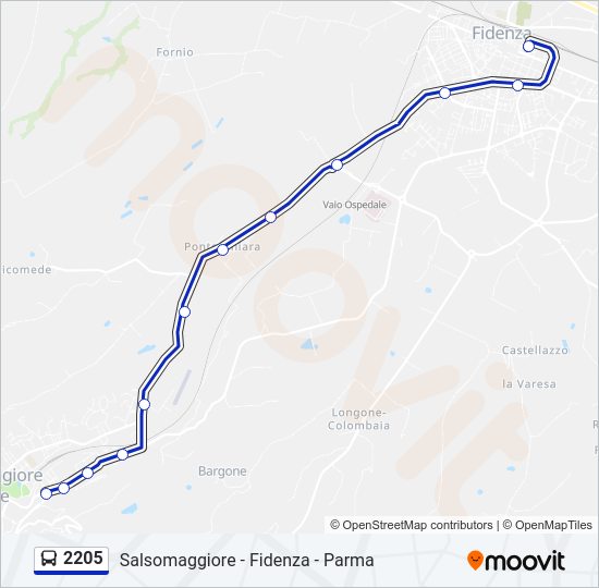 Percorso linea bus 2205