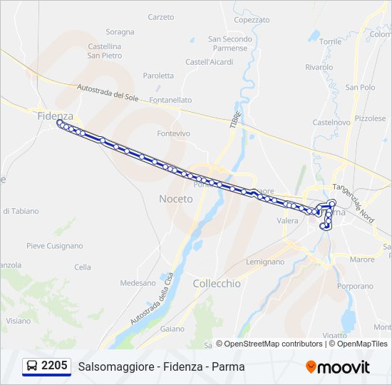 Percorso linea bus 2205