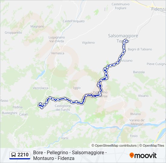 Percorso linea bus 2210