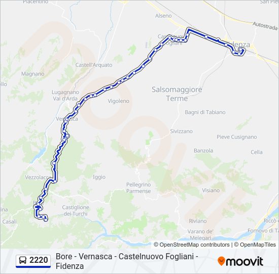 Percorso linea bus 2220