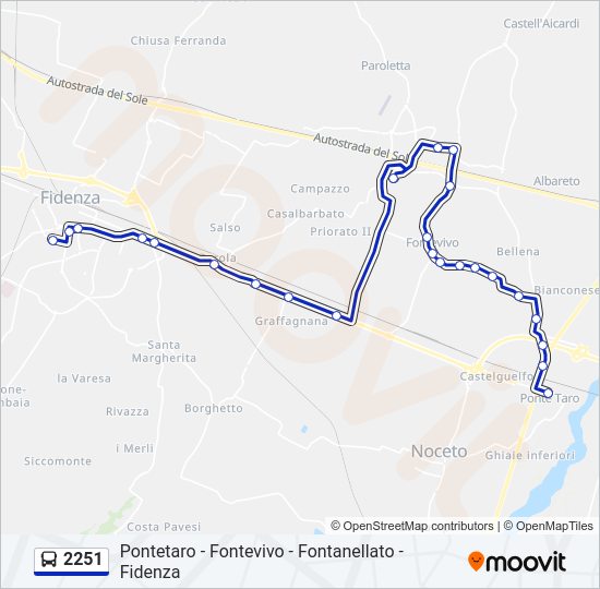 Percorso linea bus 2251