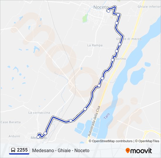 Percorso linea bus 2255