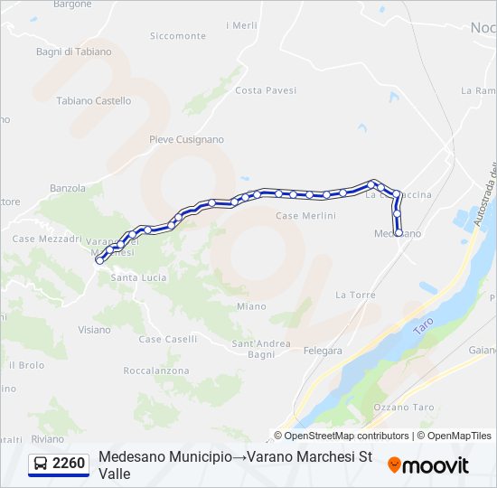 Percorso linea bus 2260